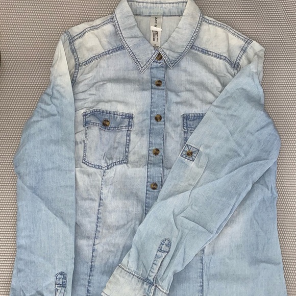 Pure Energy Tops - Denim button up shirt